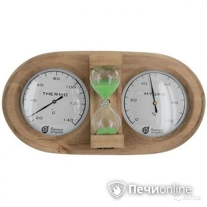 Термометр с гигрометром Банные штучки Банная станция с песочными часами в Новосибирске
